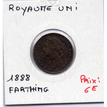 Grande Bretagne Farthing 1888 TTB, KM 753 pièce de monnaie