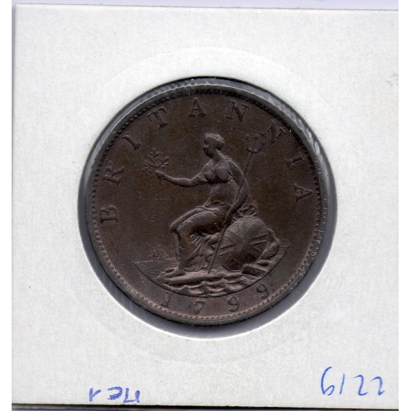 Grande Bretagne 1/2 Penny 1799 Sup, KM 647 pièce de monnaie