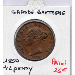 Grande Bretagne 1/2 Penny 1854 Sup, KM 726 pièce de monnaie