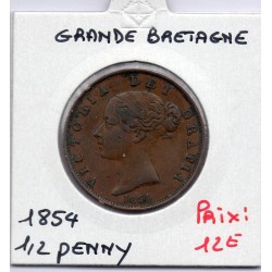 Grande Bretagne 1/2 Penny 1854 TTB, KM 726 pièce de monnaie