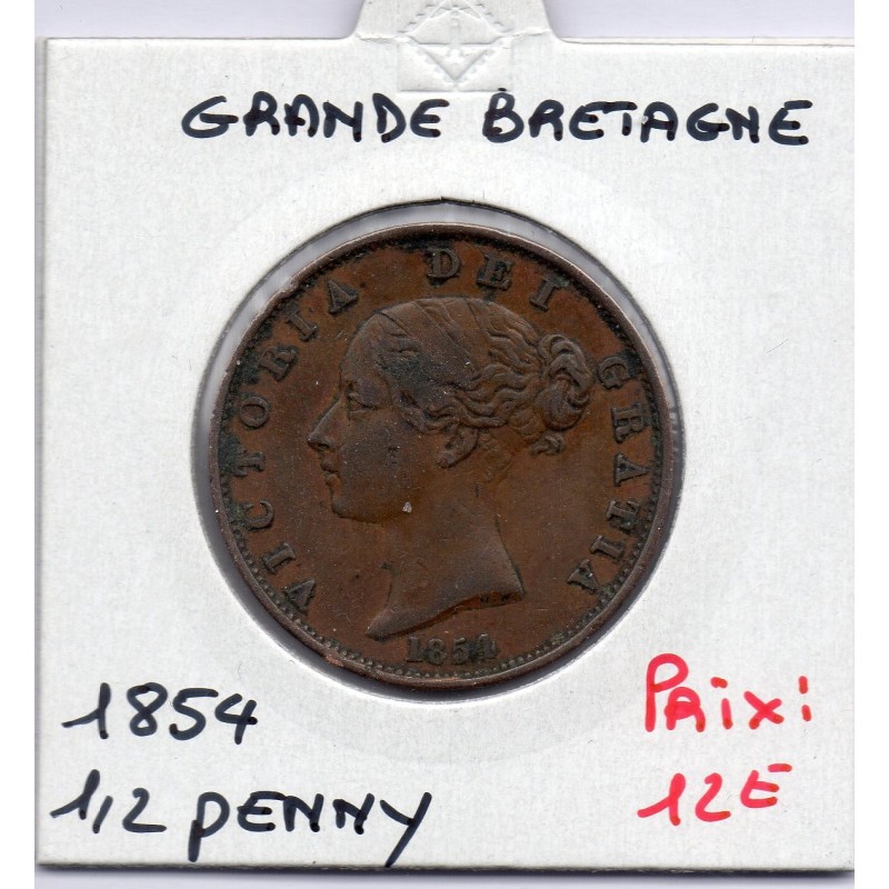 Grande Bretagne 1/2 Penny 1854 TTB, KM 726 pièce de monnaie