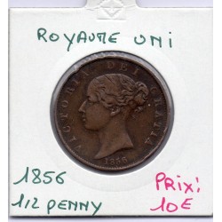 Grande Bretagne 1/2 Penny 1856 TB+, KM 726 pièce de monnaie