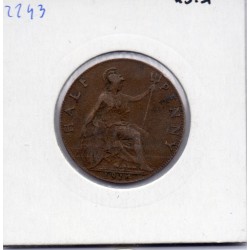 Grande Bretagne 1/2 Penny 1917 TTB, KM 809 pièce de monnaie