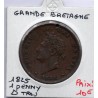 Grande Bretagne Penny 1825 TTB+ trou, KM 693 pièce de monnaie