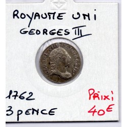 Grande Bretagne 3 pence 1762 TTB+, KM 591 pièce de monnaie