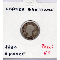 Grande Bretagne 3 pence 1864 B, KM 730 pièce de monnaie