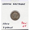 Grande Bretagne 3 pence 1866 B, KM 730 pièce de monnaie