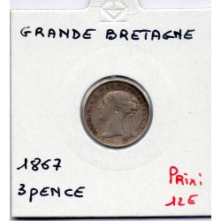 Grande Bretagne 3 pence 1867 TTB, KM 730 pièce de monnaie