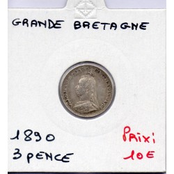 Grande Bretagne 3 pence 1890 Sup-, KM 758 pièce de monnaie