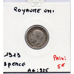 Grande Bretagne 3 pence 1913 TTB, KM 813 pièce de monnaie