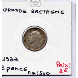 Grande Bretagne 3 pence 1933 TTB, KM 827 pièce de monnaie