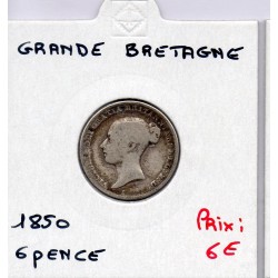 Grande Bretagne 6 pence 1850 B, KM 733  pièce de monnaie