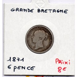 Grande Bretagne 6 pence 1871 B+, KM 751  pièce de monnaie