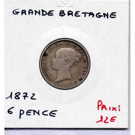 Grande Bretagne 6 pence 1872 TB+, KM 751  pièce de monnaie