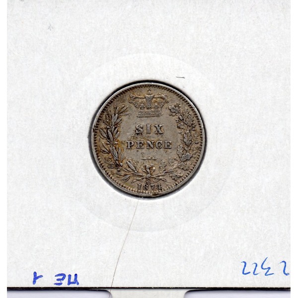 Grande Bretagne 6 pence 1874 TTB, KM 751 pièce de monnaie