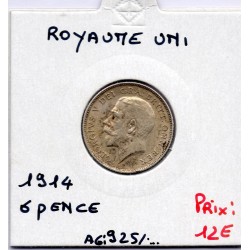 Grande Bretagne 6 pence 1914 Sup, KM 815  pièce de monnaie