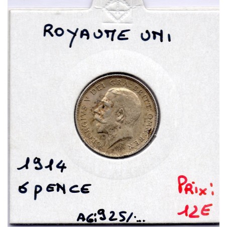 Grande Bretagne 6 pence 1914 Sup, KM 815  pièce de monnaie