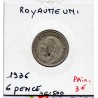 Grande Bretagne 6 pence 1936 TB, KM 832  pièce de monnaie