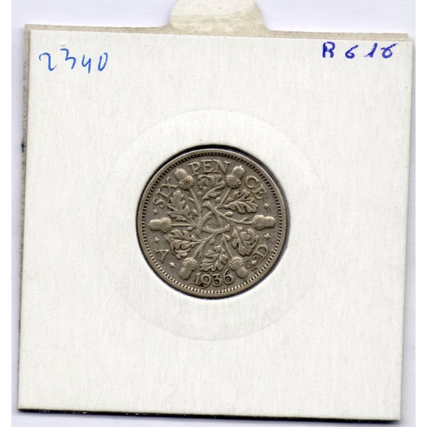 Grande Bretagne 6 pence 1936 TB, KM 832  pièce de monnaie