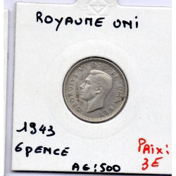 Grande Bretagne 6 pence 1943 TTB, KM 852 pièce de monnaie