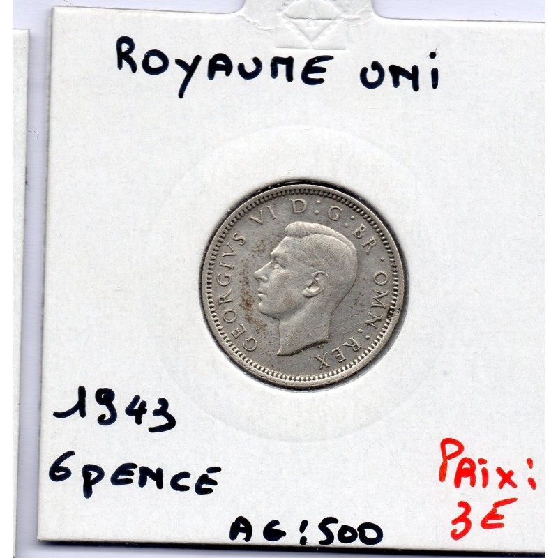 Grande Bretagne 6 pence 1943 TTB, KM 852 pièce de monnaie