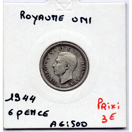 Grande Bretagne 6 pence 1944 TTB, KM 852 pièce de monnaie