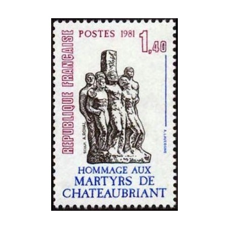 Timbre Yvert No 2177 Hommage aux martyrs de chateaubriand, mémorial de la résistance