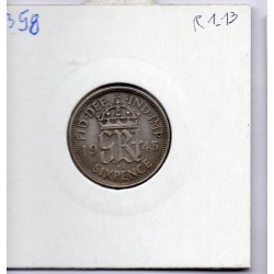 Grande Bretagne 6 pence 1945 TTB, KM 852 pièce de monnaie