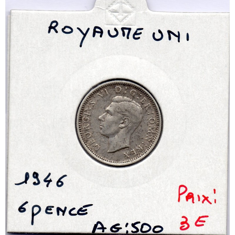 Grande Bretagne 6 pence 1946 TTB, KM 852 pièce de monnaie