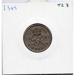 Grande Bretagne 6 pence 1951 TTB, KM 875 pièce de monnaie