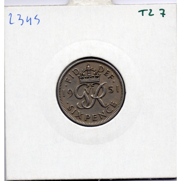 Grande Bretagne 6 pence 1951 TTB, KM 875 pièce de monnaie