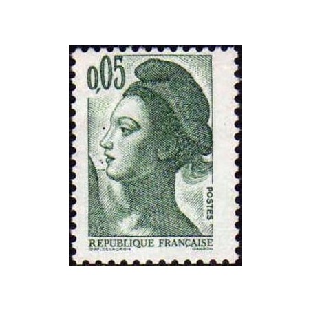 Timbre Yvert No 2178 type marianne Liberté 5ct vert noir