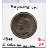 Grande Bretagne 2 Shillings 1945 TTB, KM 855 pièce de monnaie