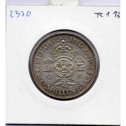 Grande Bretagne 2 Shillings 1945 TTB, KM 855 pièce de monnaie