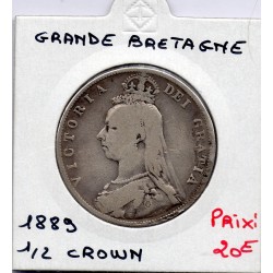 Grande Bretagne 1/2 crown 1889 B+, KM 764 pièce de monnaie