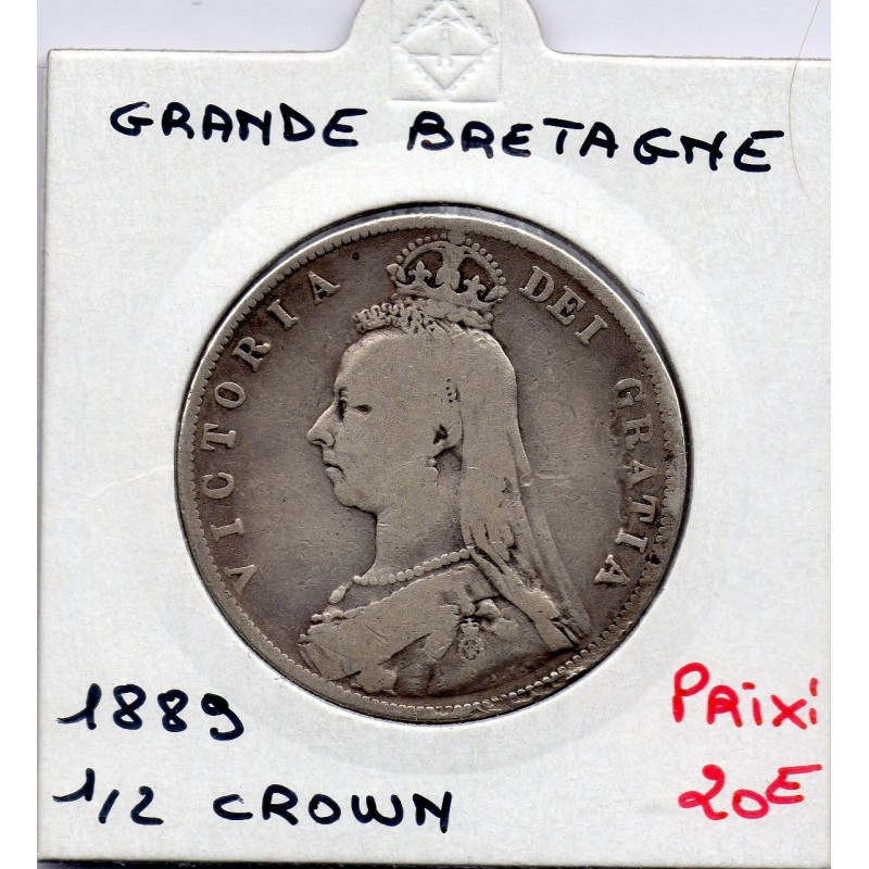 Grande Bretagne 1/2 crown 1889 B+, KM 764 pièce de monnaie