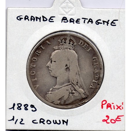 Grande Bretagne 1/2 crown 1889 B+, KM 764 pièce de monnaie