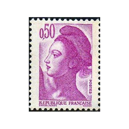 Timbre Yvert No 2184 type marianne Liberté 50ct violet