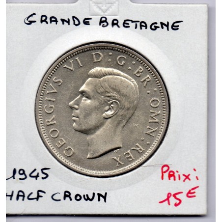 Grande Bretagne 1/2 crown 1945 Spl, KM 856 pièce de monnaie