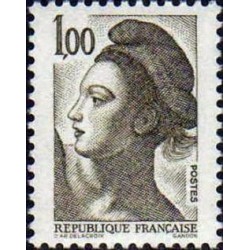 Timbre Yvert No 2185 type marianne Liberté 1fr olive foncé