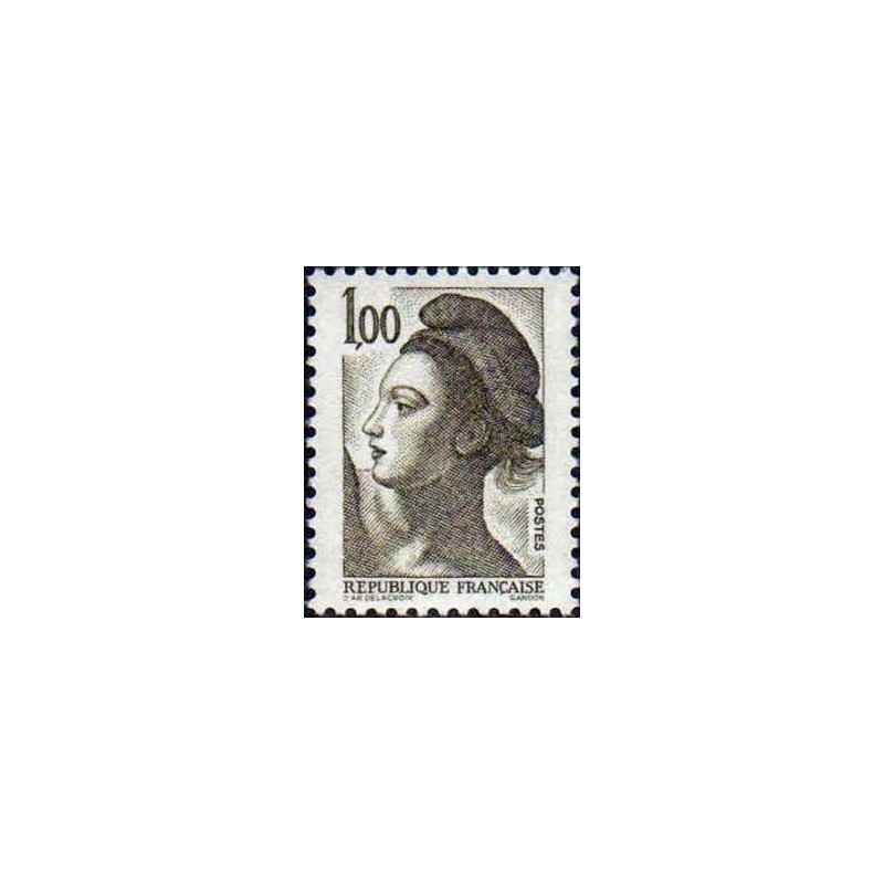 Timbre Yvert No 2185 type marianne Liberté 1fr olive foncé