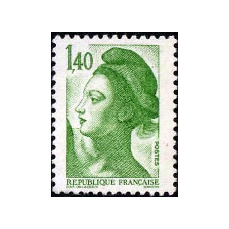 Timbre Yvert No 2186 type marianne Liberté 1.40fr vert