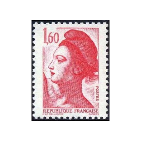 Timbre Yvert No 2187 type marianne Liberté 1.60fr rouge