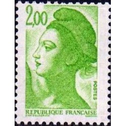 Timbre Yvert No 2188 type marianne Liberté 2fr vert jaune
