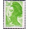 Timbre Yvert No 2188 type marianne Liberté 2fr vert jaune