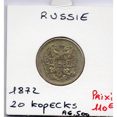 Russie 20 Kopecks 1872 СПБ НI ST Petersbourg FDC, KM Y21a.2 pièce de monnaie
