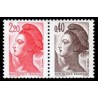 Timbre Yvert No 2179a+2376b type marianne Liberté paires 0.10fr+0.40fr et 2.20fr+0.40fr