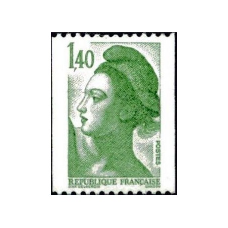 Timbre Yvert No 2191 type marianne Liberté roulette 1.40fr vert