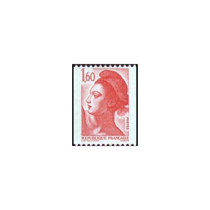 Timbre Yvert No 2192 type marianne Liberté roulette 1.60fr rouge