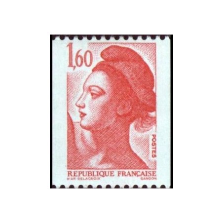 Timbre Yvert No 2192 type marianne Liberté roulette 1.60fr rouge